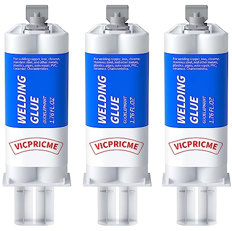 VICPRICME Colla per Metallo, 1,76 oz 2 Parti Epossidiche, Adesivo Resistente per Riparazioni Universali su Metallo, Plastica, Acciaio, Ceramica, Vetroresina, Auto