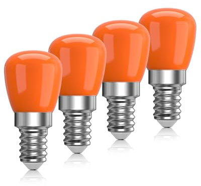 Lamptobe E14 LED Glühbirne Orange, 2W Kleine Edison Schraube Nachtlampen, 220V SES Orange Led für Halloween/Weihnachten/Salz Lampe, Nicht Dimmbar, 4er Pack
