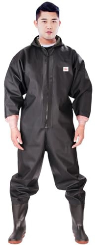 BALAMLB Anglerhose, Watthosen Herren Wasserdicht Mit Stiefel, wasserdichte Anglerhose, Teichhose, Rdichte, Atmungsaktive, Für Baustellen, Angeln, Bauernhöfe, Gärten A,42