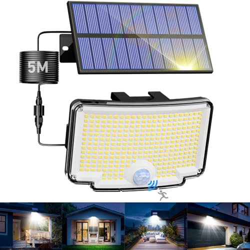 nipify Solarlampen für Außen mit Bewegungsmelder, 318 LED 3 Modi Solar Aussenleuchte IP65 Wetterfest, Weitwinkelbeleuchtung Hell Solarleuchte Solarstrahler für Aussen Outdoor Hauswand Garten