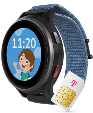 ANIO 6 Smartwatch für Kinder, GPS und Telefonfunktion, Dt. Hersteller, Datenschutz und -Telefonsupport, Lange AKKU-Laufzeit, SOS, Telekom SIM-Karte 30€ Amazon-Gutschein nach Registrierung (blau)