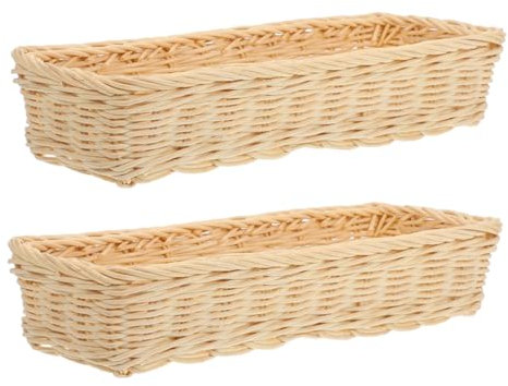 Cabilock Cesta De Almacenamiento De Cubiertos Tejida Estrecha Cesta De Almacenamiento De RatáN SintéTico Organice Su Cocina Y Hogar