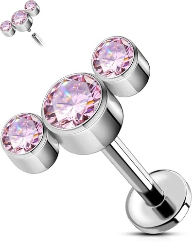 OUFER Body Piercing Internally Labret Monroe Lip Bar Titan Tragus Helix Earring Stud Piercing Jewelry 16G Labret Helix Piercingar Jewellery 5/6/8/10/12 mm platta ryggörhängen, 5mm
