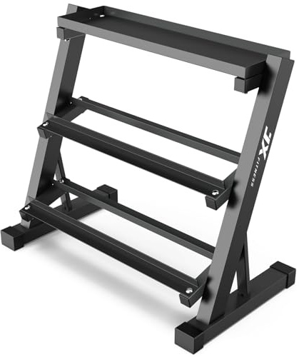 JX FITNESS Dumbbell Rack, 3 Tier Weight Storage Rack for Dumbbells, Kettlebells, Multilevel Free Weight Organizer Stand for Home Gym Fitness, 1000-Pound Capacity