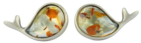 Fatti a mano ambra baltica naturale piccoli orecchini delfino, intarsio in argento sterling, orecchini in ambra, lucidare ambra energia pietra|con scatola regalo in legno