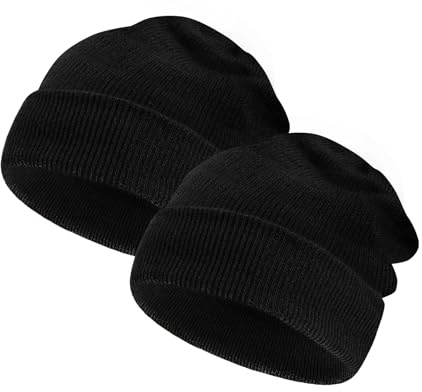 Children's Knitted Hat Knitted Winter Hat Soft and Warm 2PCS Set Suitable for Spring and Winter for Boys and Girls Aged 1-10 Ideal Wear and Outdoor Activities(UK, Alpha, One Size, Black and Black)