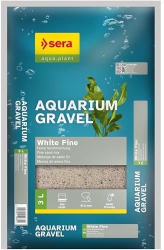 Sera Aquarium Gravel White Fine 3 L | Substrato per Tutti Gli acquari d’Acqua Dolce | Sicuro per Pesci, Loricaridi e gamberetti | Aspetto Naturale
