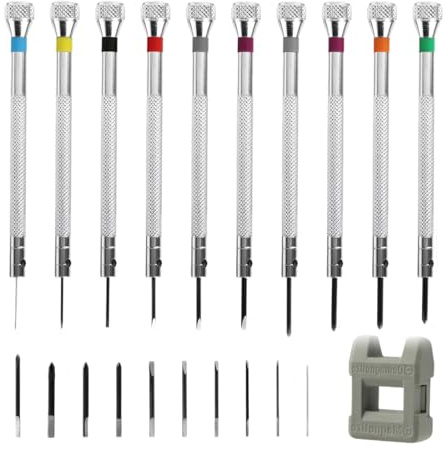 21 PCS Watchmakers Screwdriver Set, 0.6-2.0mm Precision Screwdriver Kit, Watch Screwdrivers Kit, Small Flathead and Phillips Hex Screwdrivers Set for Repairing Watch, Eyeglasses, Jewelry