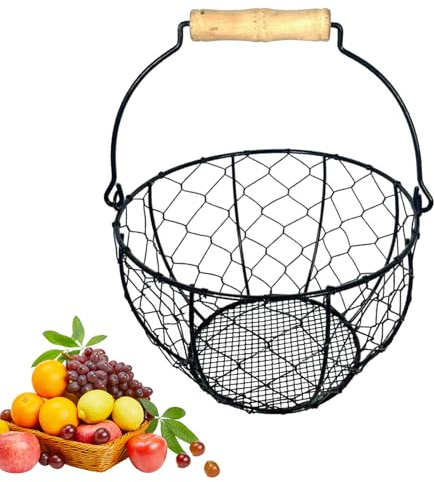 Äggkorg, metall köksförvaringshållare – tråd äggkorg organiserare bänkskiva, för bänk frukt grönsaker potatis uppsamling hem skafferi organisation lägenhet