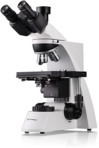 Bresser trinokulares Durchlicht Mikroskop Science TRM-301 Trino 40-1000x Vergrößerung, planachr. Objektive, Köhlersche Beleuchtung, koaxialer Kreuztisch und Fototubus, für professionelle Anwendungen