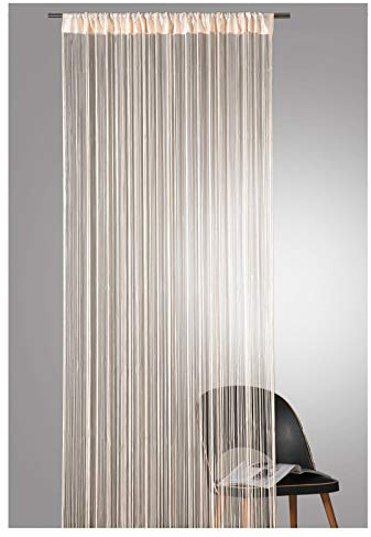 heimtexland® - Cortina de hilos en muchos colores y tamaños con dobladillo para la varilla, se puede recortar, alta calidad, certificación Ökotex, tipo 121, poliéster, champán, HxB 245 x 95 cm
