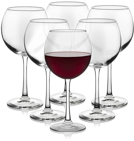 Libbey Vina Glassware Set, Elegant, Balloon-Shaped Red Wine Glasses Set of 6, Long Stem Wine Glasses for Weddings, Birthdays, and Special Occasions