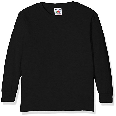 Fruit of The Loom Jungen Langarmshirt Valueweight Long Sleeve T Kids 185.01, Gr. 104 ((3-4)), Schwarz (Black 101)