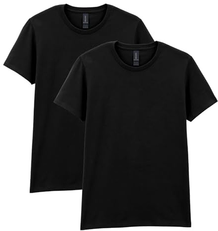 Gildan Damen Erwachsene, schwere Baumwolle, 2er-Pack T-Shirt, schwarz, Klein