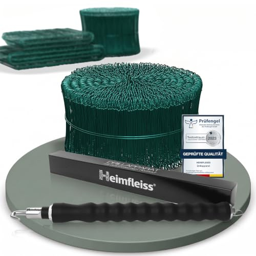 Heimfleiss® atadora alambre + alambre revestido de PVC 1,4 x 100-300mm (1000 uds.) - Set trenzador alambre, amarrador de alambre y alambre de sujeción - Atador alambre, alambre de torsión de ojal
