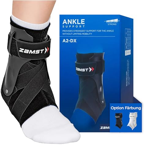 Zamst A2-DX Ankle - Cavigliera Regolabile Protezioni Laterali, Distorsioni Gravi Grado III, Instabilità e Lesioni Articolazione - Tutore Caviglia Vestibilità Anatomica (Taglia XL - Sinistra - Nera)