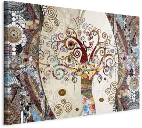 murando - Tableau acoustique panneau insonorisant 90x60 cm - Impression sur toile – Art décoratif moderne maison salon - Artistique coloré plantes arbres gustav klimt abstrait moderne l-A-0004-b-b