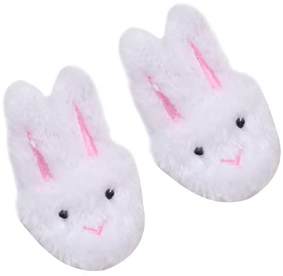 Sophia’s 18 Baby Doll Bunny Slippers, Dolls Shoes with Fluffy Rabbit Ears and Stitched Nose, Shoes for Dolls, White, Dolls Footwear, Doll Not Included