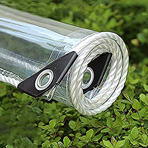 365g/m² Heavy Duty Waterproof PVC Transparent Tarpaulin Poly Clear Vinyl Tarp Cover,0.35mm Clear Awning Canopy Patio Enclosure,Anti-Aging Insulation Soft Glass Tarpaulin (2x3m/6.6x9.8ft)