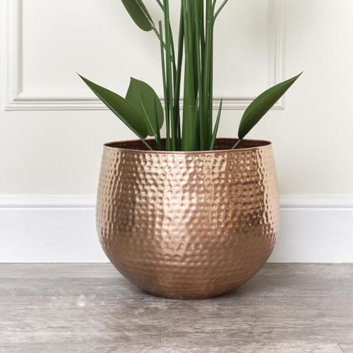 Large Copper Hammered Metal Planter