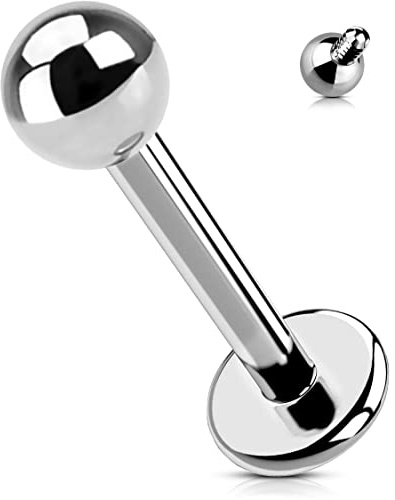 OUFER Body Piercing Piercing per labbro con filettatura interna da 16 G, 6 mm/8 mm/10 mm/12 mm, per elica, trago, trago, piercing in titanio massiccio di grado 23, piercing per trago, elice
