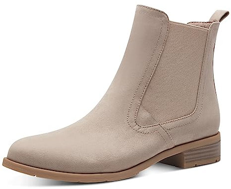 MARCO TOZZI Damen Chelsea Boots Flach zum Schlupfen, Braun (Taupe), 38 EU