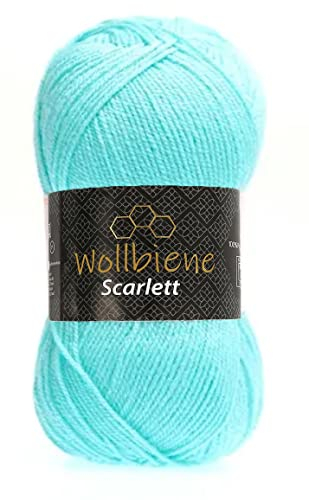 Wollbiene Scarlett Wolle 100g Strickwolle 100 Gramm Wolle zum Stricken und Häkeln Babywolle türkische Wolle (aqua 27)
