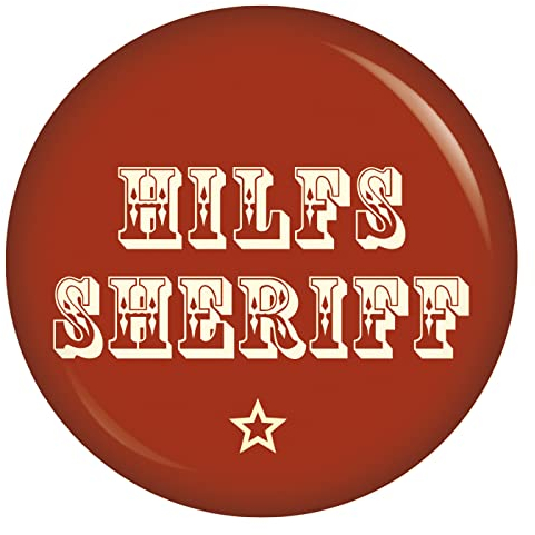 Button Set Cowboy/Hilfssheriff für JGA Junggesellenabschied Junggesellinnenabschied Zubehör Anhänger Anstecker Broschebutton Accessoires (SET 4: 5 Buttons, 5x 37mm Ergänzungsset)