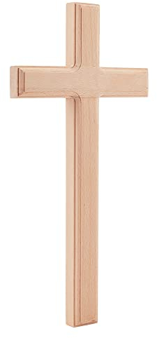 NBEADS Holz Wandkreuz, 31x15cm Handgemachtes Holz Hängendes Kreuz Religiöses Handgebetskreuz Kirche Hängendes Holzkreuz Ornament für Osterfeier Home Wohnzimmer Wanddekor, Beige