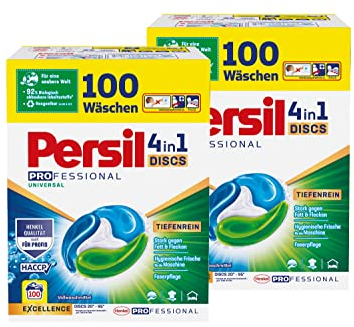 Persil Tiefenrein 4in1 DISCS 200 WL (2 x 100 Waschladungen), Universal Waschmittel mit Tiefenrein Technologie, Vollwaschmittel für reine Wäsche und hygienische Frische für die Maschine