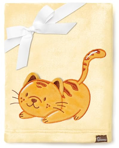 Be Mammy Warme Kuscheldecke Babydecke Blanket Baby Geschenk BE20-168 (Gelb - Katze)