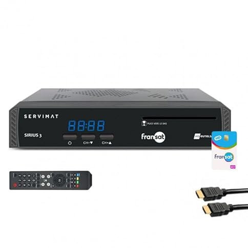 Pack SERVIMAT Récepteur TV Satellite HD + Carte Viaccess Fransat PC7 + Câble HDMI 2M
