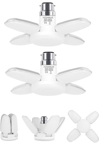 HZSANUE LED Lampadine Garage 28W, B22 Lampadina Baionetta, 6500K Bianco Freddo, 3100LM, 300W Lampadina Incandescenza Equivalenti, Non Dimmerabile, Confezione da 2