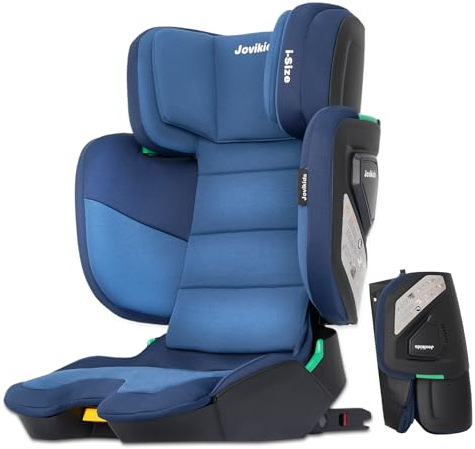 Jovikids I-Size Alzador Niño ISOFIX, ECE R129, Silla Coche Plegable para Grupo 2 3 de 100-150cm (de 3 a 12 años), Alzador con Respaldo(Azul)