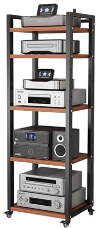 Audio Rack HiFi Regal Audio Rack Tower Stand 5 6 7 8 Tier, Av-Medienschrank Mit Höhenverstellbarem Regal Für Wohnstudio Komponenten-Aufbewahrung, Bodenbeweglicher Stereo-Schallplattenspieler (Color :