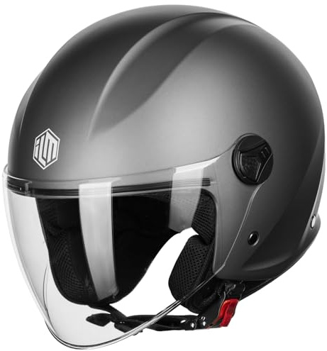 ILM Motorradhelm Retro Herren Damen Jethelm ECE2206 Modell WT506,Grau,S