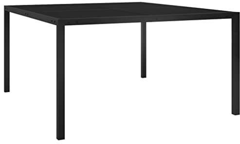jiangboyue-313099 Table de jardin en acier et verre Noir 130 x 130 x 72 cm