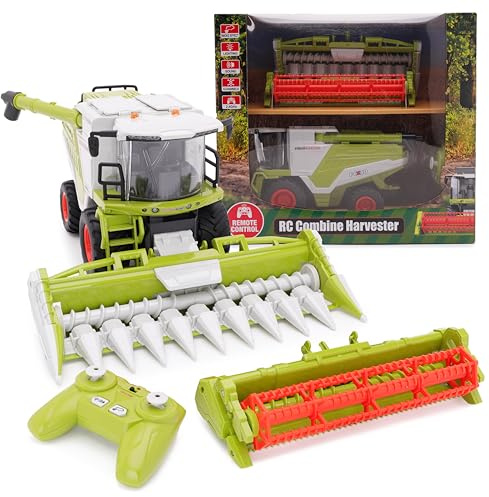Toyland® 31cm (12) Remote Control Combine Harvester with Lights, Sound & Smoke Effect - 2 Harvesting Attachments Included - Farming Toys - 1:24 Scale