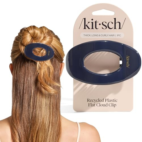 Kitsch Large Flat Claw Clips for Women - Stylish Flat Hair Clips for Women, Strong Hold for Thick & Fine Hair | Non-Slip for Secure, Comfortable All-Day Wear - Blue Orchid