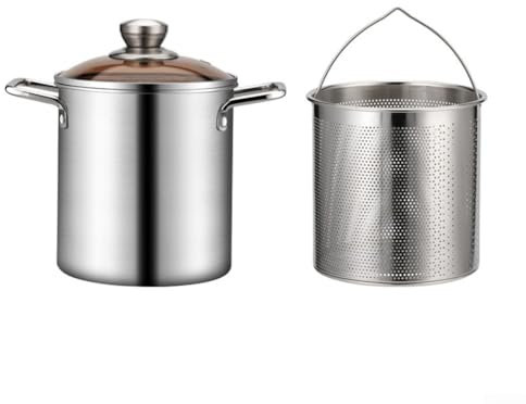 Pentola multiuso in acciaio inox con cestello per patatine, verdure e preparazione di carne