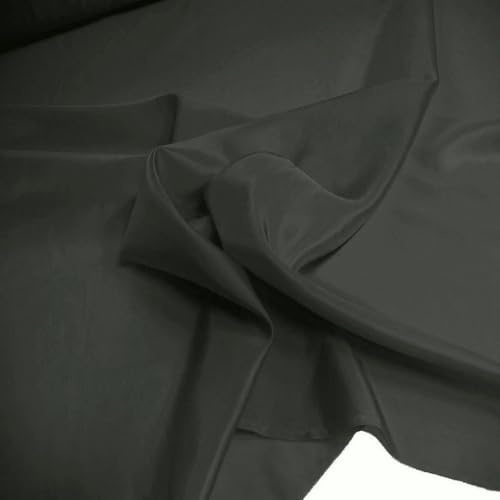 TOLKO Futterstoff Meterware Futter-Taft | Blickdicht knitterarm | universal Stoff Dekostoff Kleiderstoff Hochzeitsstoff Kostümstoff | Stoffe zum Nähen Meterware Dekorieren (Anthrazit)