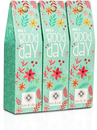 Leo & Lilo Set de regalo de crema de manos «Have a good day» – Loción de manos con aloe vera orgánico – Juego de 3 (3 x 50 ml) – Envase individualmente – Cuida y mima las manos y el cuerpo