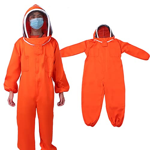 Traje de Abeja de una Pieza de Apicultor Naranja, Ropa Protectora de Apicultura, Equipo de Apicultura (SG)