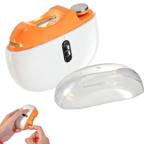 Cortauñas Eléctrico y Lima 2 en 1 (Naranja) – Corta Uñas Automático 3 Velocidades para Bebé, Adultos y Ancianos – Potente para Pies y Uñas Gruesas, Luz LED, USB-C (201D)