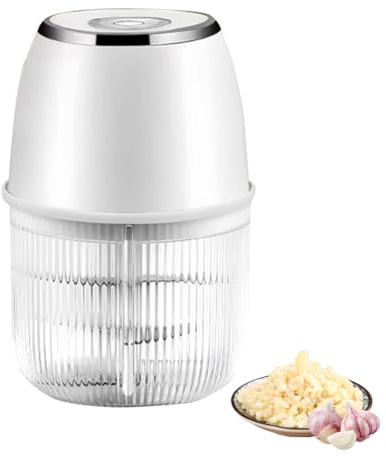 Bärbar minihackare, multi elektrisk lökförstörare, 6-bladig specialkniv av rostfritt stål, med USB-port för kött, barnmat, obs, camping (vit)