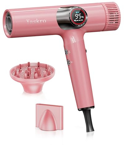 Asciugacapelli Ionico con Diffusore, Motore Brushless Professionale per Asciugatura Rapida, Display LED, Controllo Temperatura NTC, Leggero e Silenzioso, per Capelli Lisci e Spessi