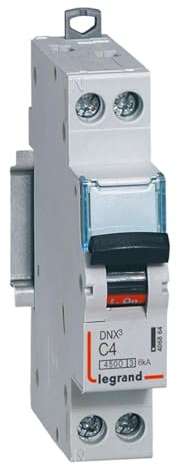 406864 Disjoncteur Legrand 4A unipolaire + neutre DNX3 - courbe C - 4,5/6kA - À vis - 1 module