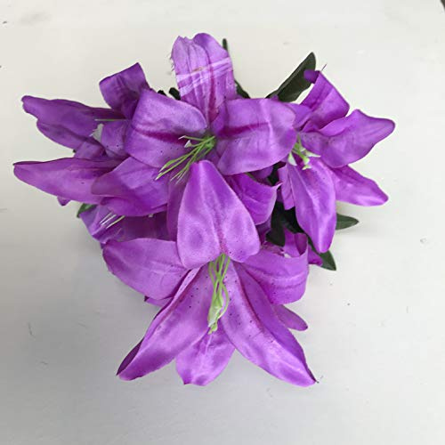 Bästa konstgjorda 45 cm stjärntecken liljor 10 huvud blomma spray gäng Lila