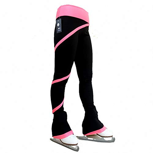 Figure Skating Pants Girl's Ladies Figure Skating Training Suits Plus Velvet Pants (Kids 10-12, Light Pink)