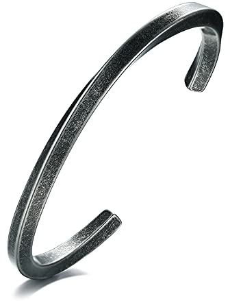 VNOX Cuff Bracelet for Men Women - Twist Mobius Endless Love Bracelet Stainless Steel Bangle Bracelet, Jewelry Gift for Christmas, Birthday, Love, Friendship, Plated Silver Grey